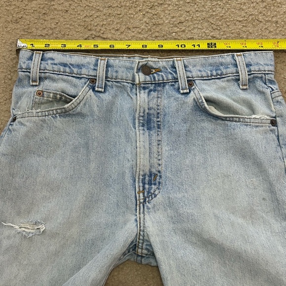 Levi's 505 Men's Orange Tab Jeans 90s Vintage Light Wash Distressed 33x32 - Picture 9 of 12